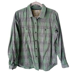 REI Shirt Men's XL REI Co-op Gray Green Plaid Button Down Flannel Gorpcore